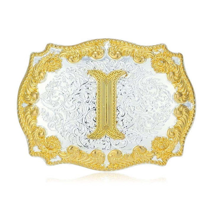 Ceinture en cuir pour homme avec boucle initiale dorée - I - Sans ceinture - image 14