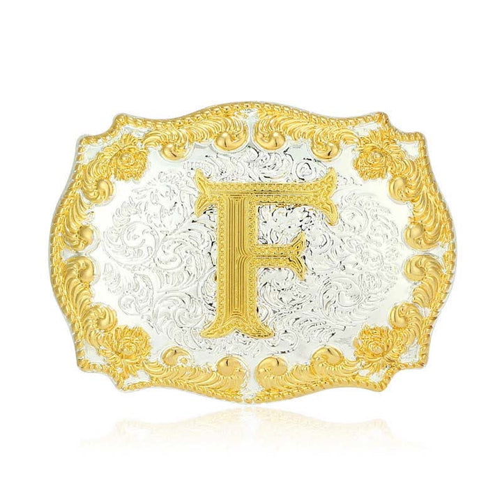 Ceinture en cuir pour homme avec boucle initiale dorée - F - Sans ceinture - image 11