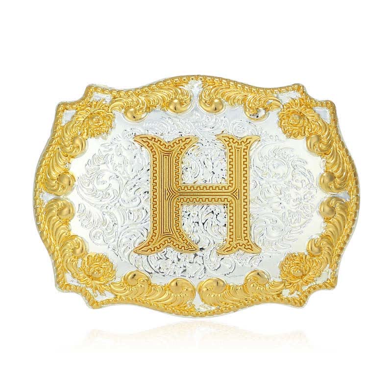 Ceinture en cuir pour homme avec boucle initiale dorée - H - Sans ceinture - image 13