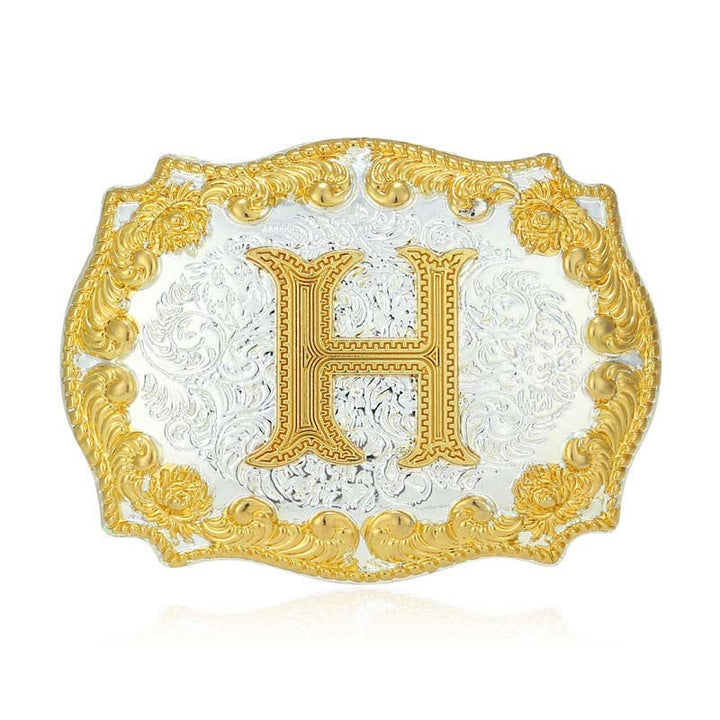 Ceinture en cuir pour homme avec boucle initiale dorée - H - Sans ceinture - image 13
