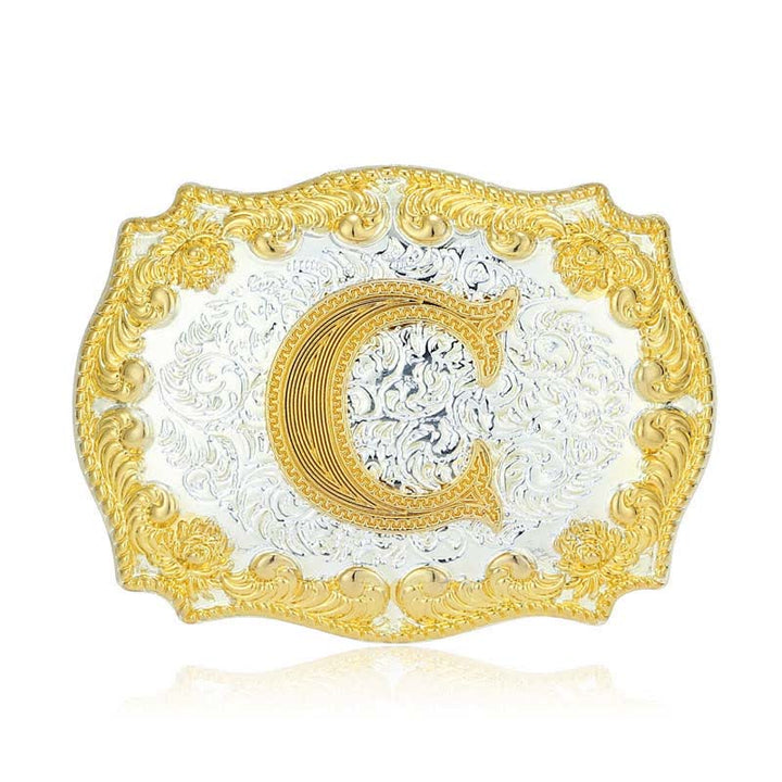 Ceinture en cuir pour homme avec boucle initiale dorée - C - Sans ceinture - image 8