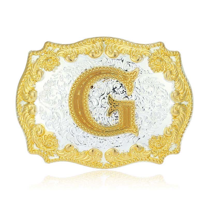 Ceinture en cuir pour homme avec boucle initiale dorée - G - Sans ceinture - image 12