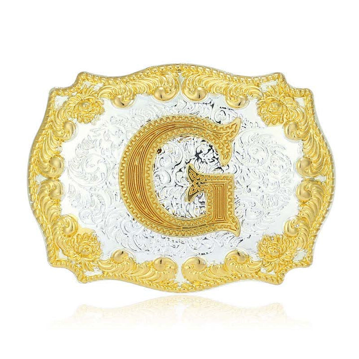 Ceinture en cuir pour homme avec boucle initiale dorée - G - Sans ceinture - image 12