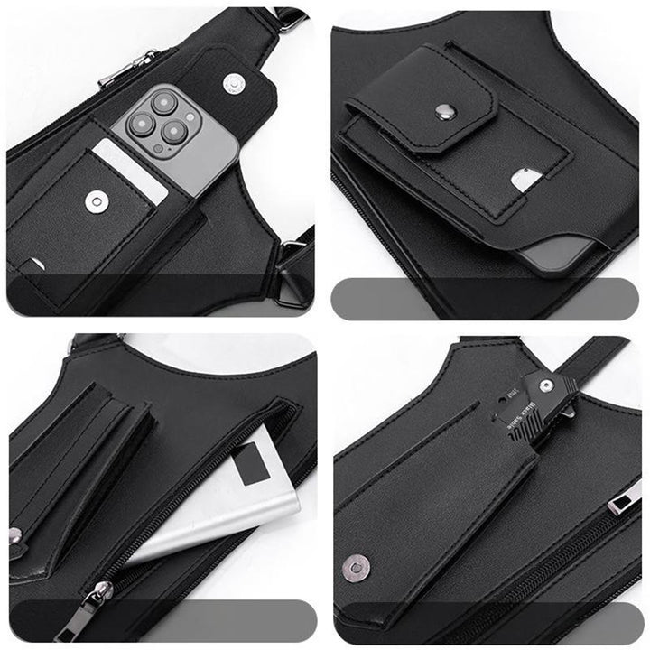 Sac à bandoulière multi-poches en cuir de grande capacité pour l'extérieur - image 6