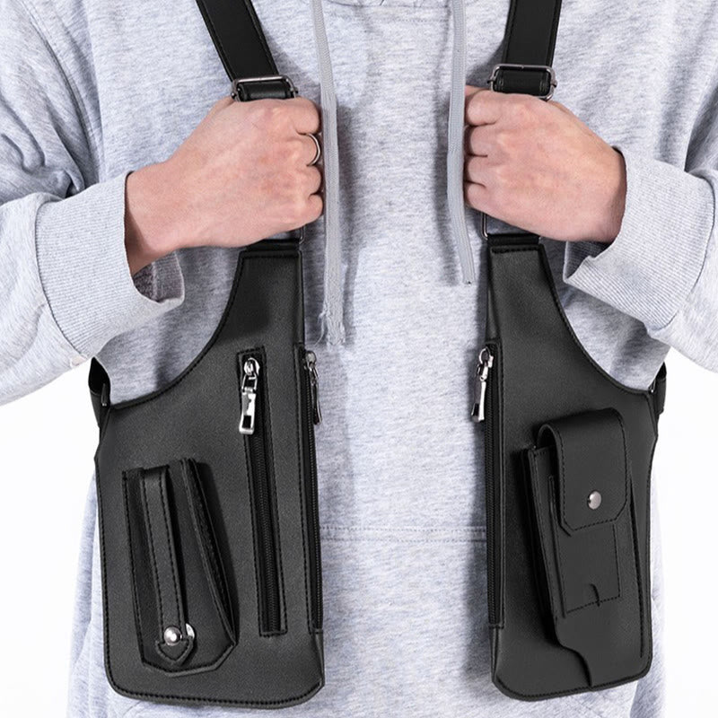 Sac à bandoulière multi-poches en cuir de grande capacité pour l'extérieur - image 2