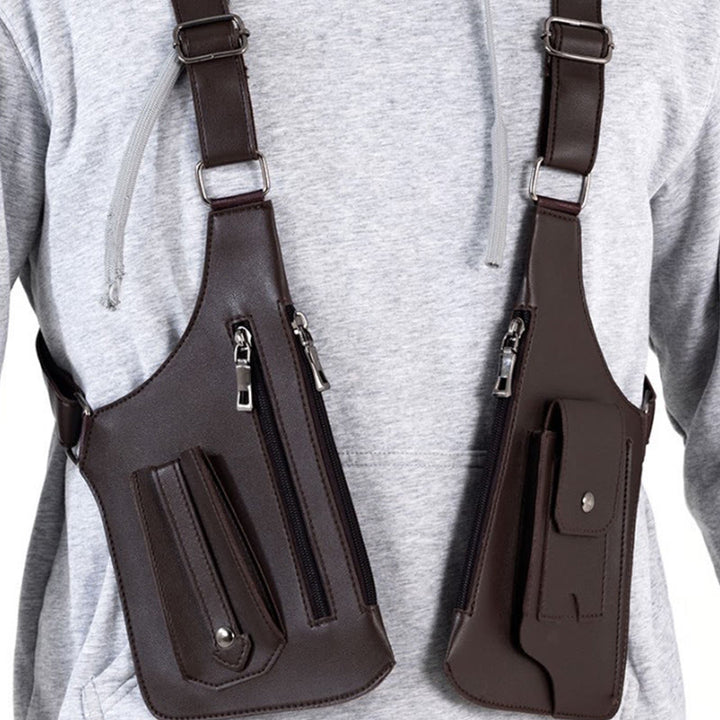 Sac à bandoulière multi-poches en cuir de grande capacité pour l'extérieur - image 3