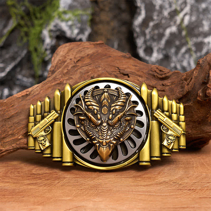 Ceinture en cuir à boucle rotative DIY en bronze avec dragon à bec pointu - Dragon à bec pointu - Sans ceinture - Ceinture non incluse - image 1