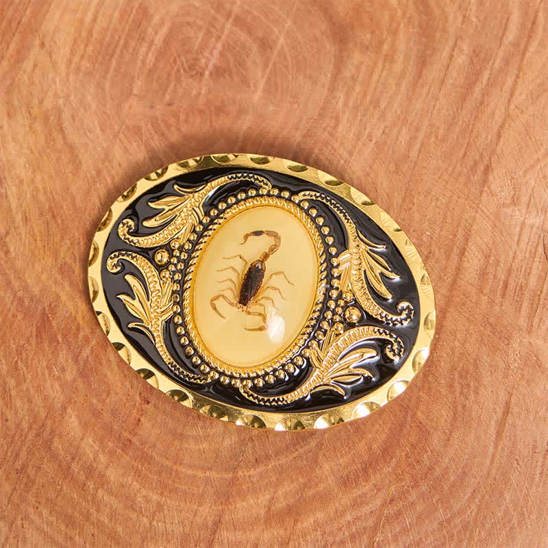 Ceinture en cuir avec boucle décorative en forme de scorpion dorée - image 2