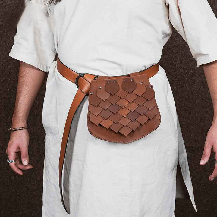 Sac ceinture viking de grande capacité de style médiéval en écailles de poisson - image 1