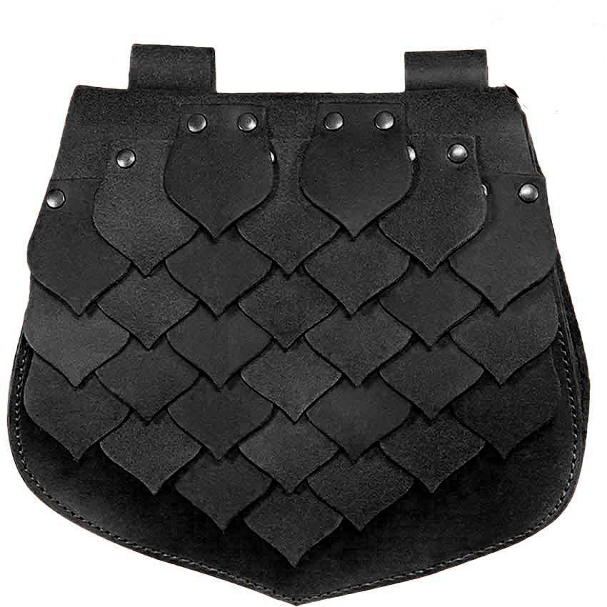 Sac ceinture viking de grande capacité de style médiéval en écailles de poisson - Noir - image 5