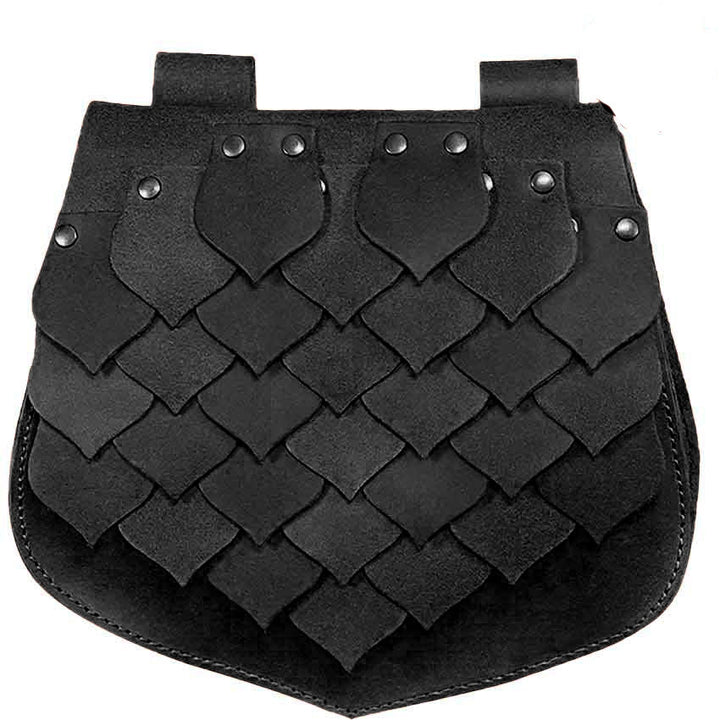 Sac ceinture viking de grande capacité de style médiéval en écailles de poisson - Noir - image 5