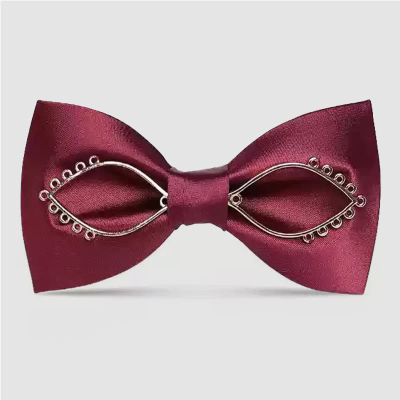 Nœud papillon bordeaux pour homme avec ornements en feuilles métalliques - Style #3 - image 10
