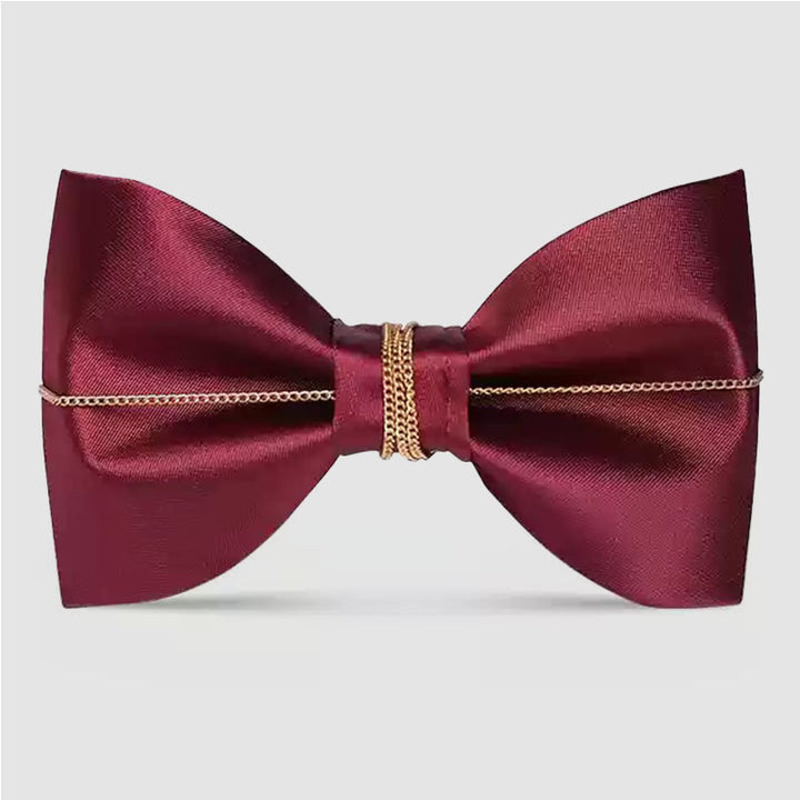 Nœud papillon bordeaux pour homme avec ornements en feuilles métalliques - Style #4 - image 11