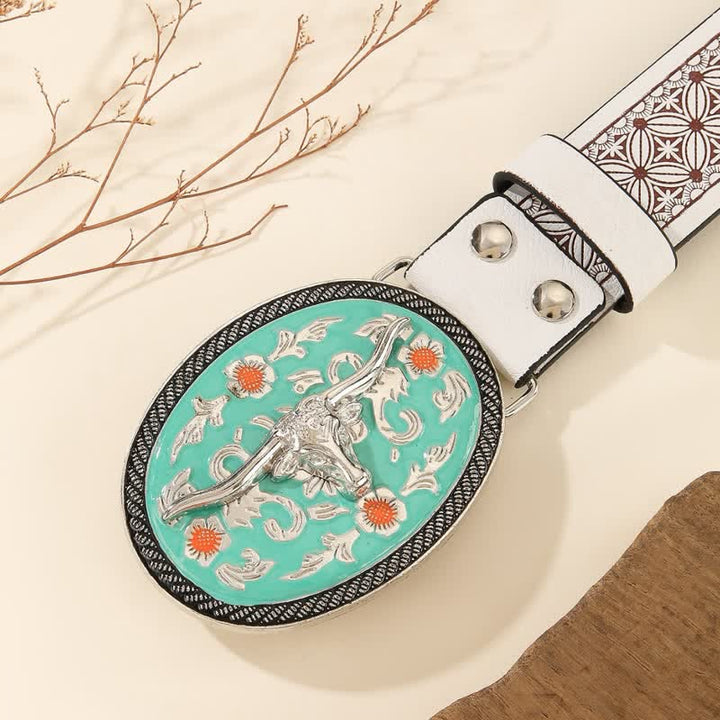 Ceinture en cuir gaufré à boucle turquoise Longhorn Bull - image 2