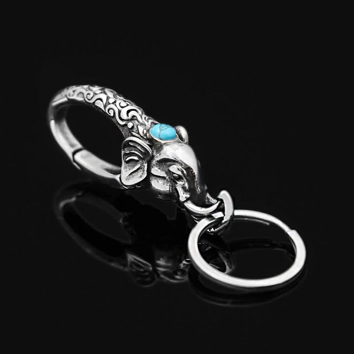Porte-clés tête d'éléphant avec fausse pierre turquoise - image 4