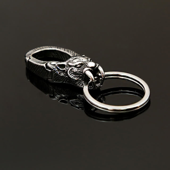Porte-clés tête de panthère Viking en acier inoxydable - image 3