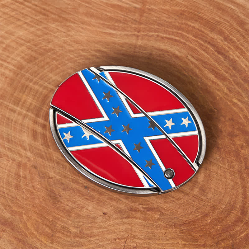 Ceinture en cuir avec boucle de couteau cachée et drapeau confédéré rouge et bleu - image 2