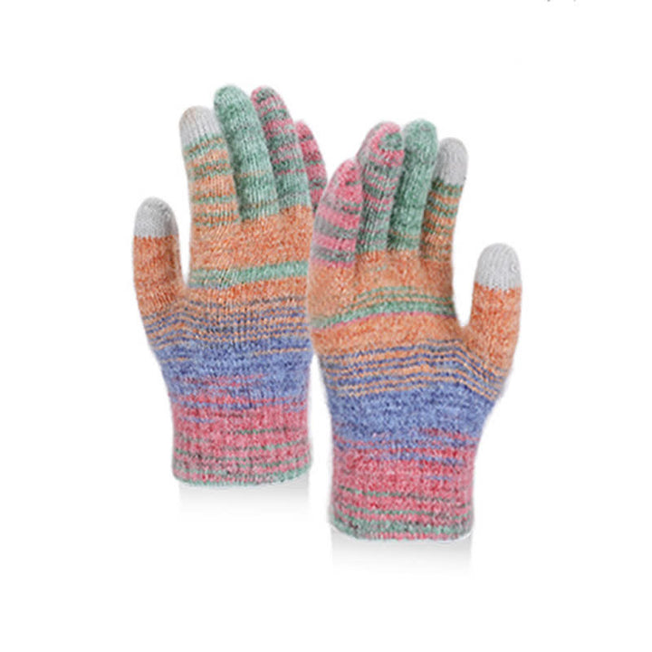 Ensemble de 3 pièces bonnet, écharpe et gants à rayures neutres multicolores - image 5