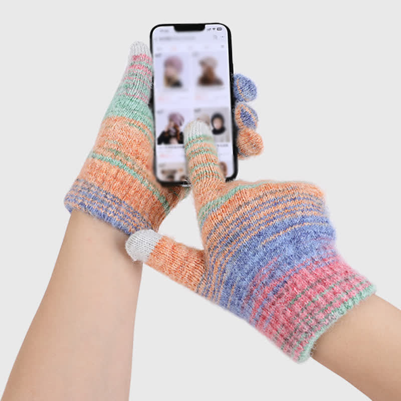 Ensemble de 3 pièces bonnet, écharpe et gants à rayures neutres multicolores - image 6