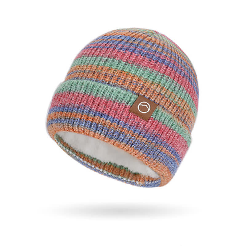Ensemble de 3 pièces bonnet, écharpe et gants à rayures neutres multicolores - image 3