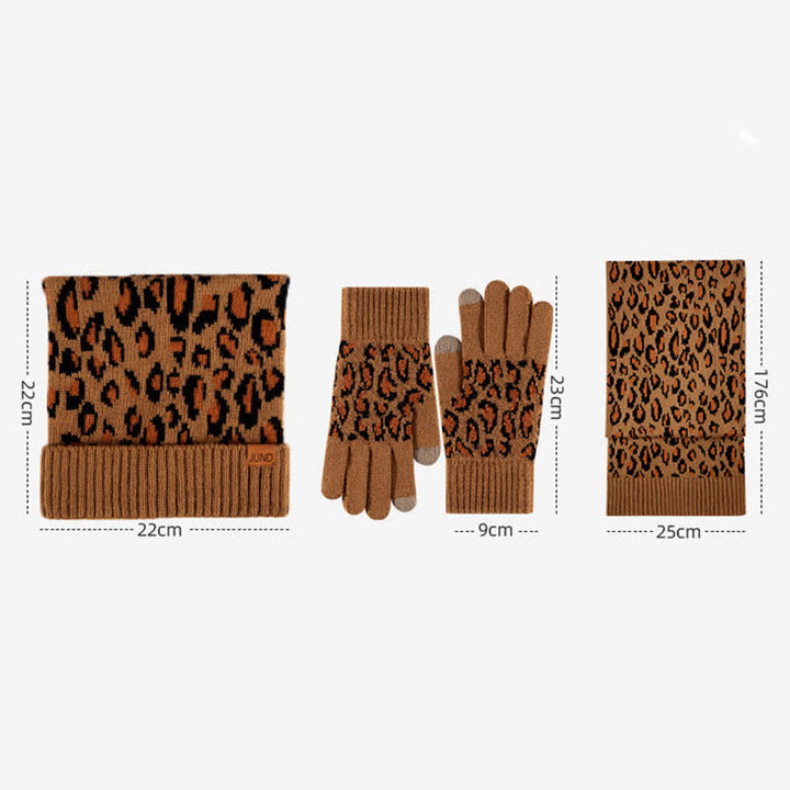 Ensemble de 3 pièces avec bonnet, écharpe et gants à imprimé léopard et oreilles de chat - image 7
