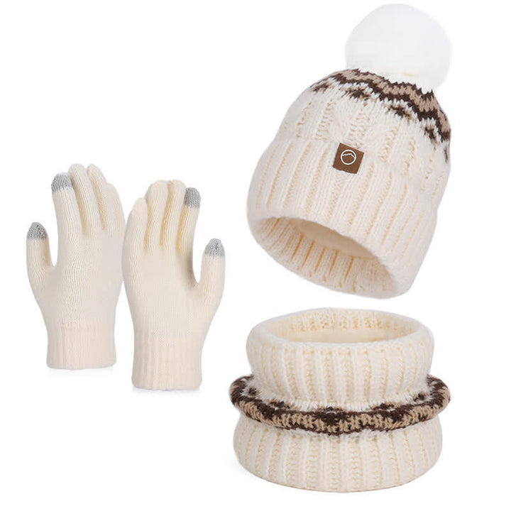 Ensemble de 3 pièces de style minimaliste, chapeau, cache-cou, gants - Ivoire - Réglable (21 1/4"-22 7/8") - image 4