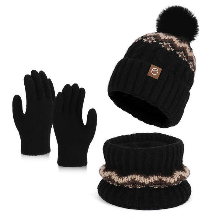 Ensemble de 3 pièces de style minimaliste, chapeau, cache-cou, gants - Noir - Réglable (21 1/4"-22 7/8") - image 14