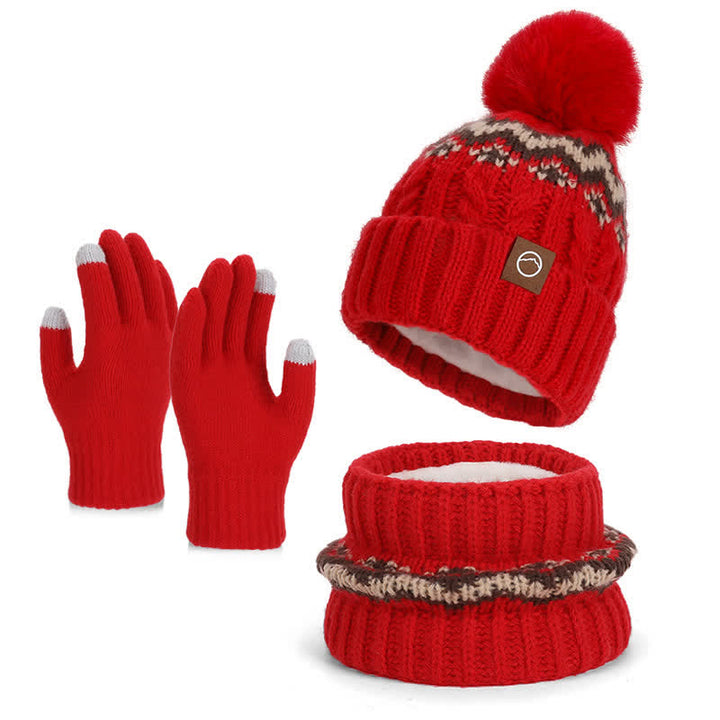 Ensemble de 3 pièces de style minimaliste, chapeau, cache-cou, gants - Rouge - Réglable (21 1/4"-22 7/8") - image 10