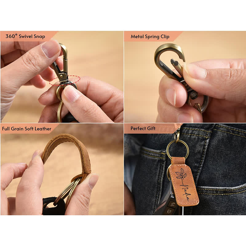 Porte-clés en cuir personnalisé gravé Cutsom - image 6