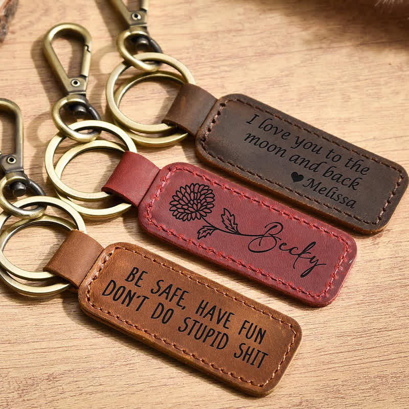 Porte-clés en cuir personnalisé gravé Cutsom - image 7