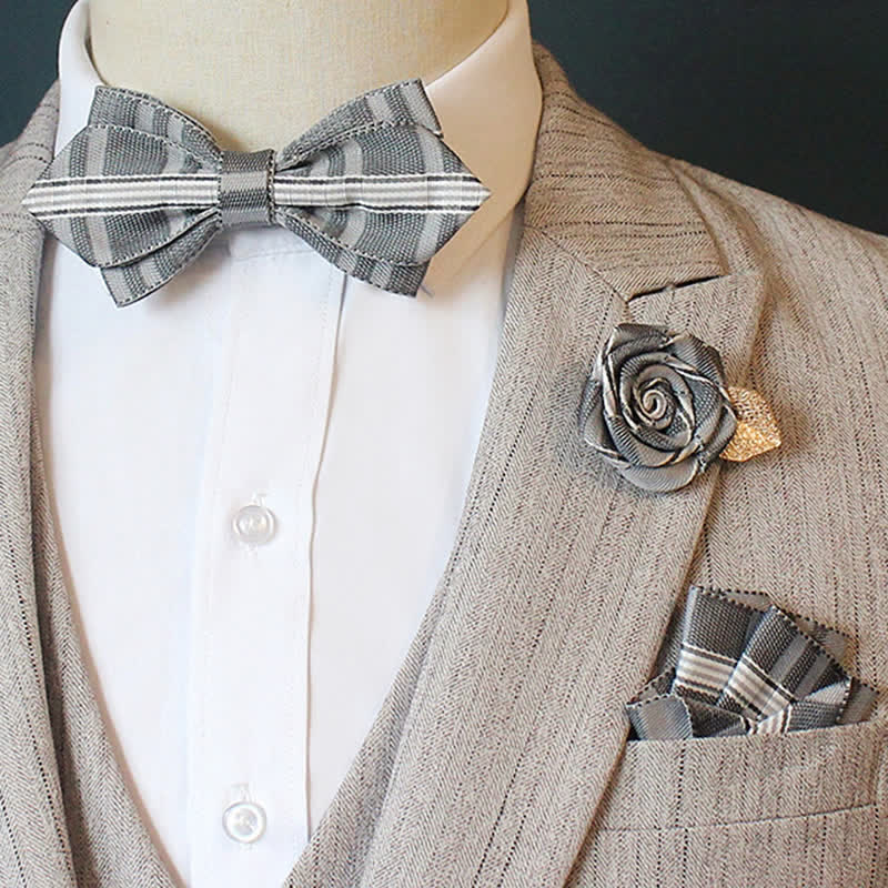 Ensemble de 3 nœuds papillon à carreaux rayés Horizon pour hommes