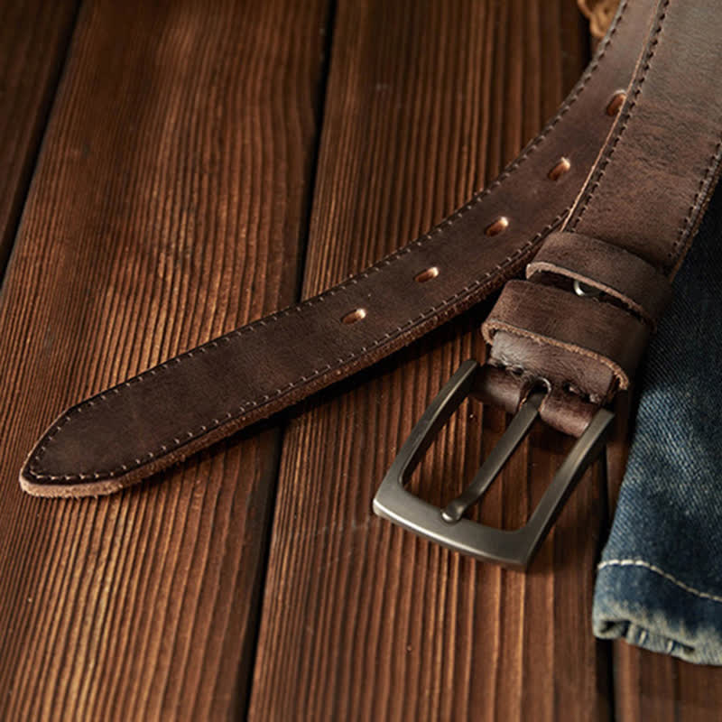 Ceinture en cuir de cow-boy texturée classique pour homme