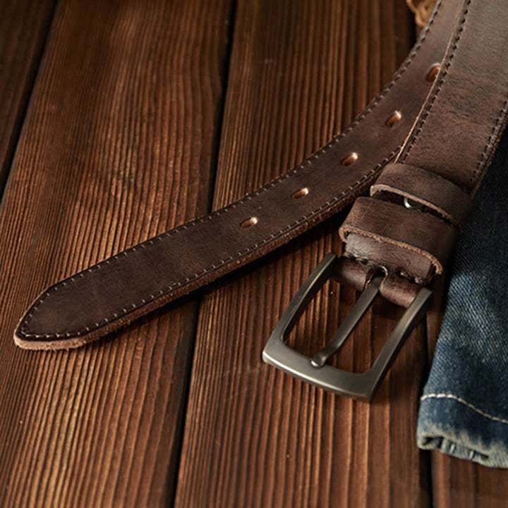 Ceinture en cuir de cow-boy texturée classique pour homme