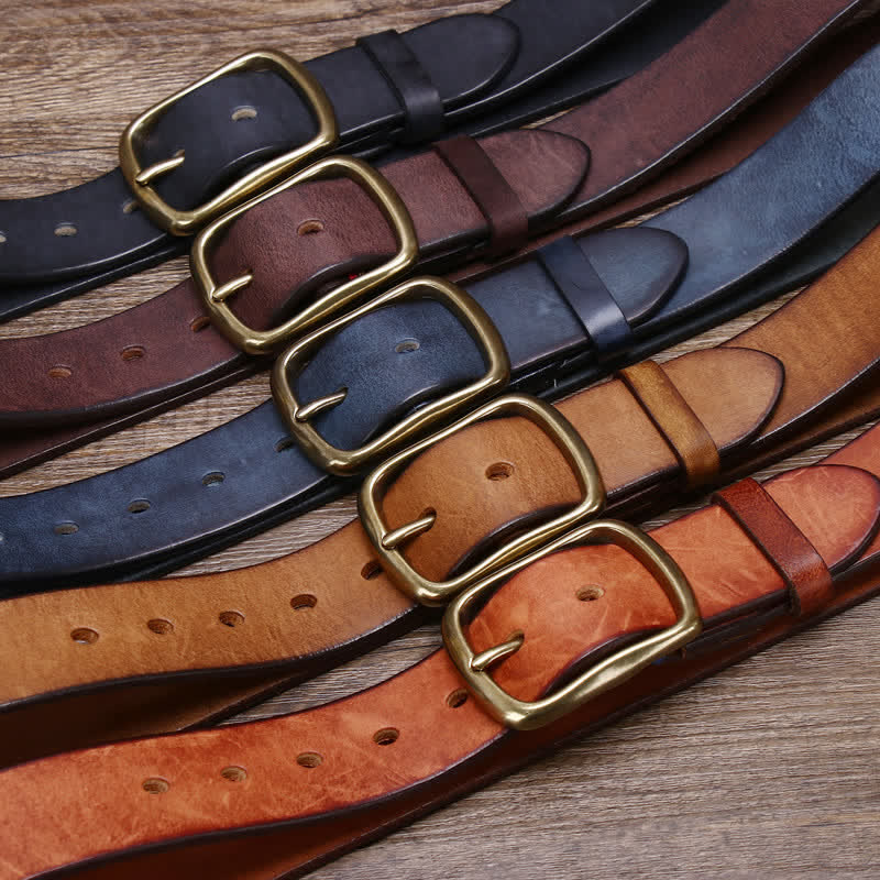 Ceinture en cuir de vachette pur épais vintage pour homme