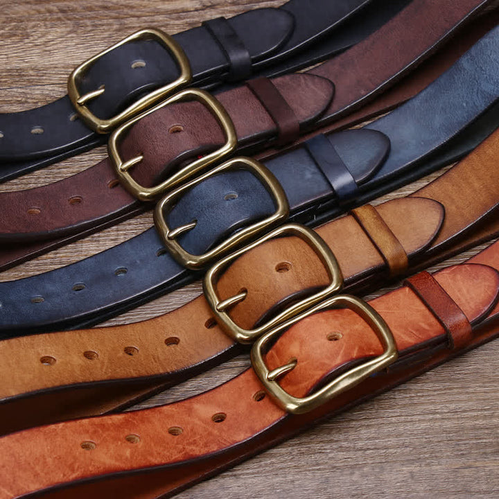 Ceinture en cuir de vachette pur épais vintage pour homme