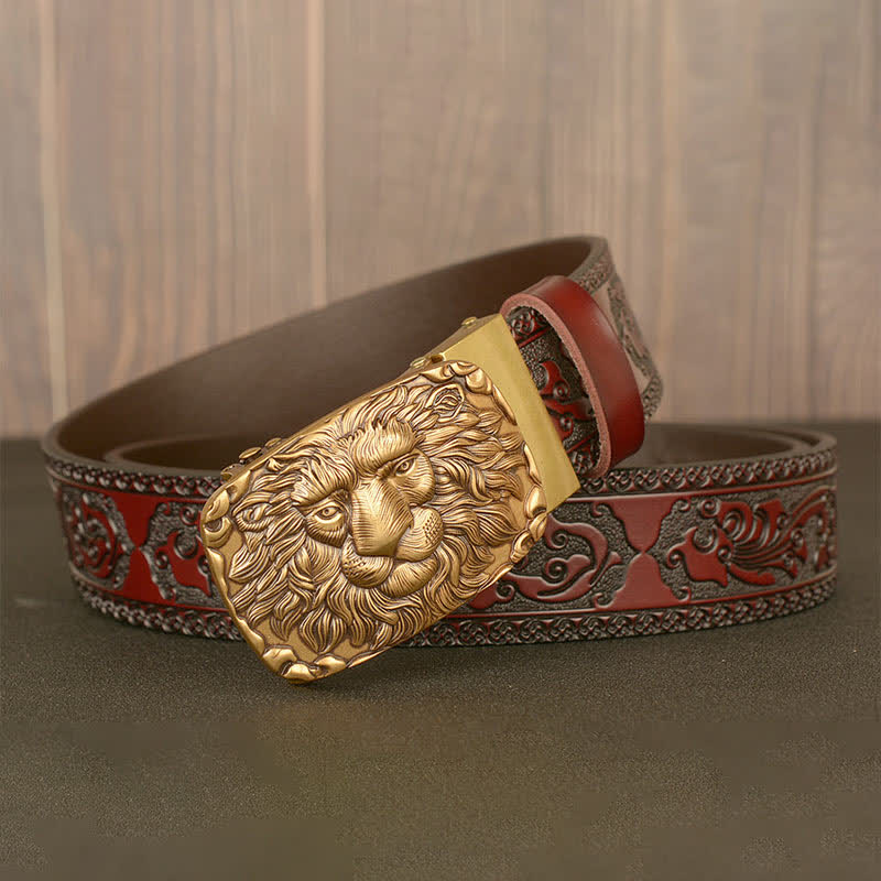 Ceinture en cuir à tête de lion pour homme Honor