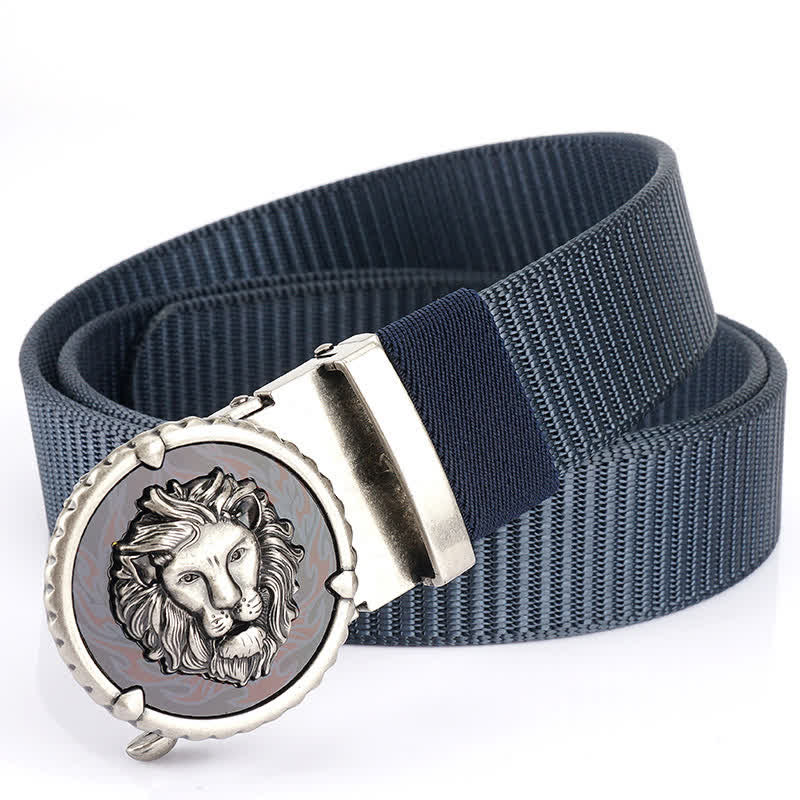 Ceinture pratique en nylon à motif tête de lion pour homme - Bleu / Argent - 48" - image 18