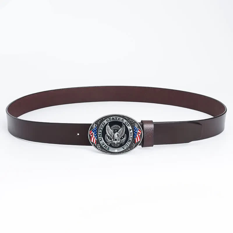 Ceinture en cuir de luxe pour homme avec drapeau américain et aigle