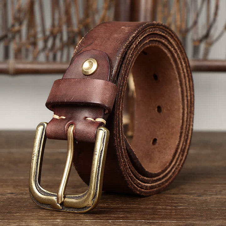 Ceinture en cuir pour homme avec motif d'ancre de bateau sculpté
