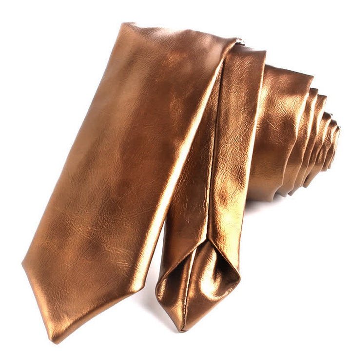 Cravate étroite décontractée en cuir PU pour homme