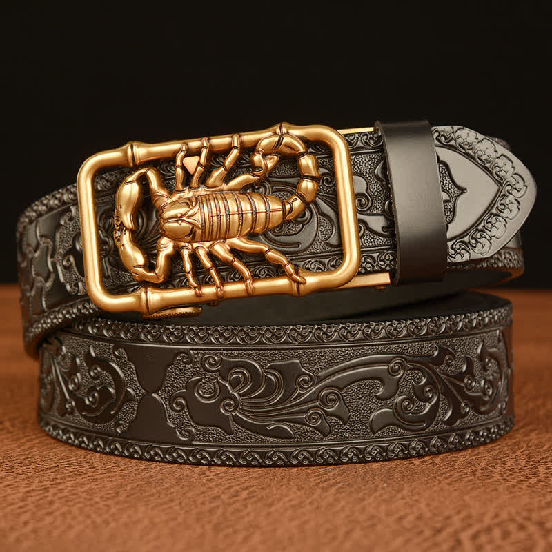 Ceinture en cuir gravée en relief avec scorpion pour homme