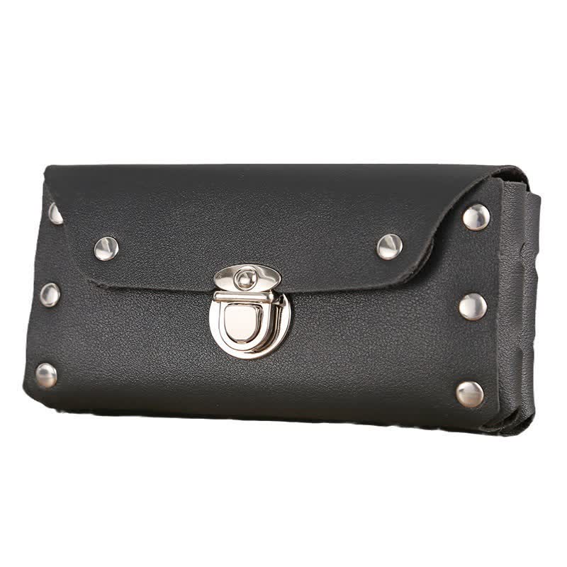 Sac ceinture en cuir pour téléphone universel avec bouton décoratif à rivets