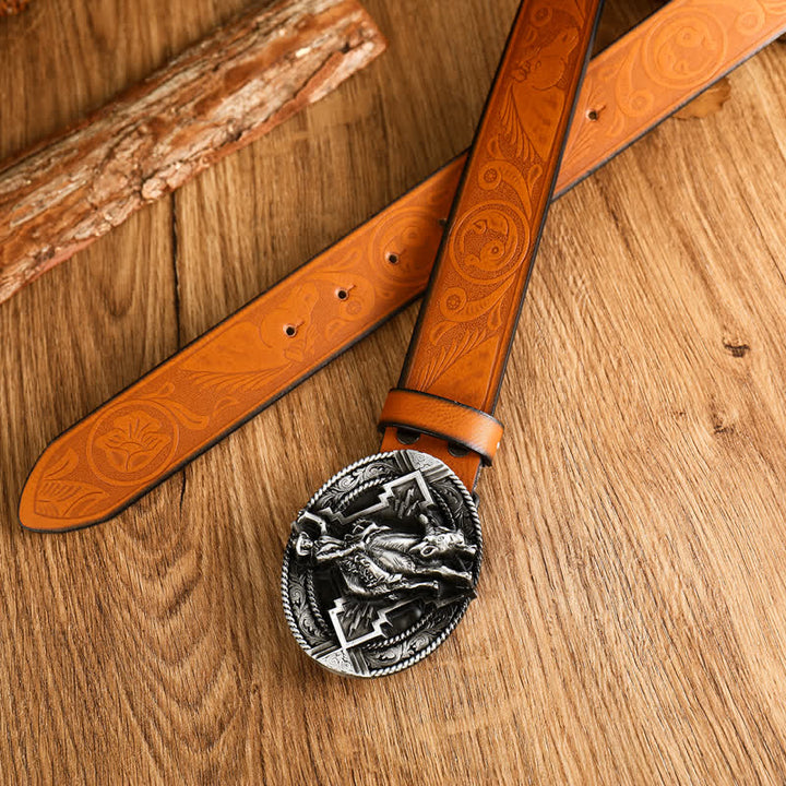 Ceinture en cuir de taureau dominant pour homme