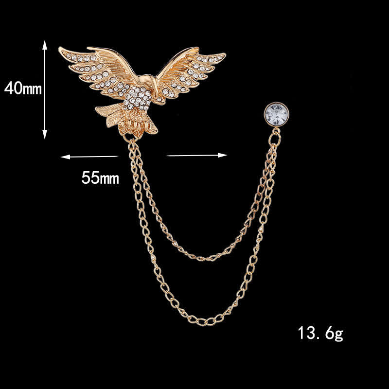 Broche chaîne aigle volant pour homme