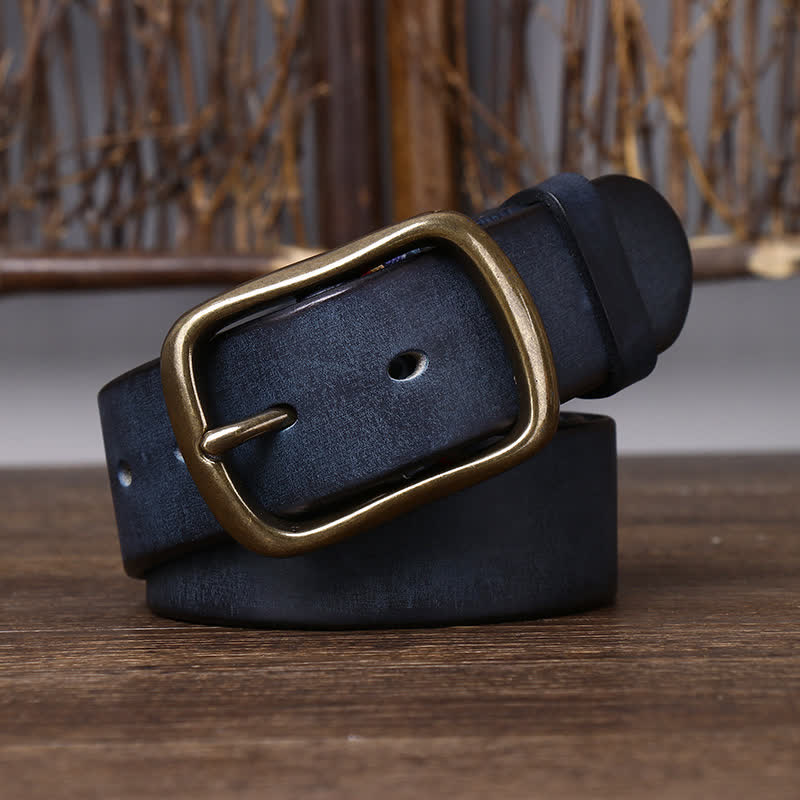 Ceinture en cuir de vachette pur épais vintage pour homme