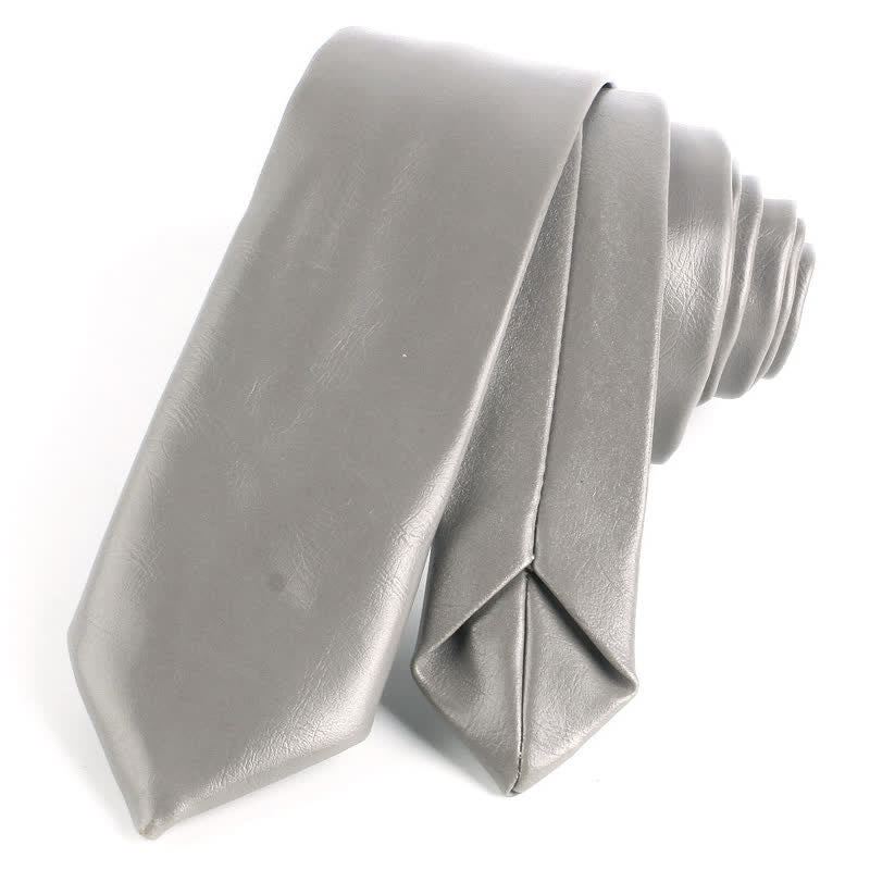 Cravate étroite décontractée en cuir PU pour homme