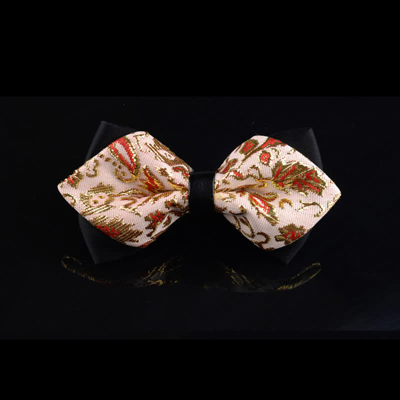 Nœud papillon pointu à motif floral et rose pour homme