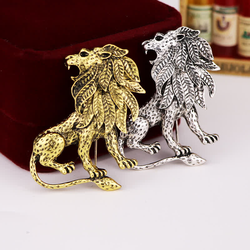 Broche rétro antique pour homme en forme de lion