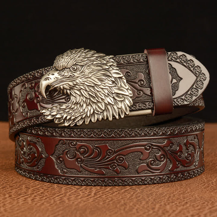 Ceinture en cuir à tête d'aigle tridimensionnelle pour homme