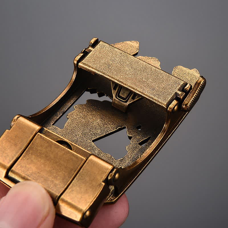 Ceinture en cuir à boucle automatique pour homme avec motif loups affamés
